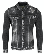 Load image into Gallery viewer, S1038 BLK DENIM JACKET
